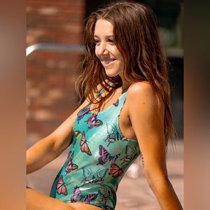 Electro threads EMERALD BUTTERFLY ONEPIECE bodysuit Rave
